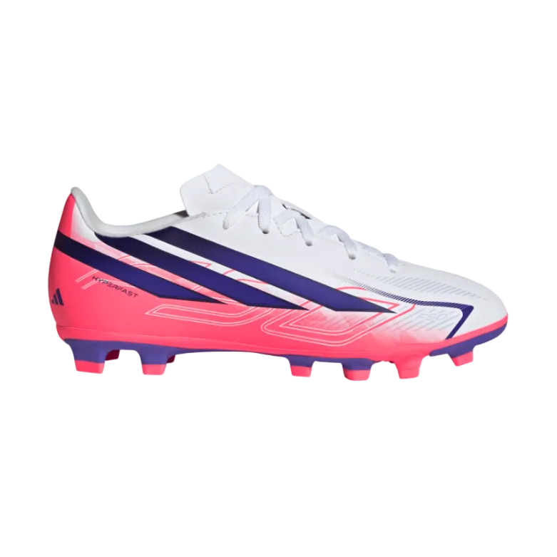 Adidas Junior Football Boot F50 Hyperfast Club FG/MG Cloud White/Solar Purple/Solar Turbo