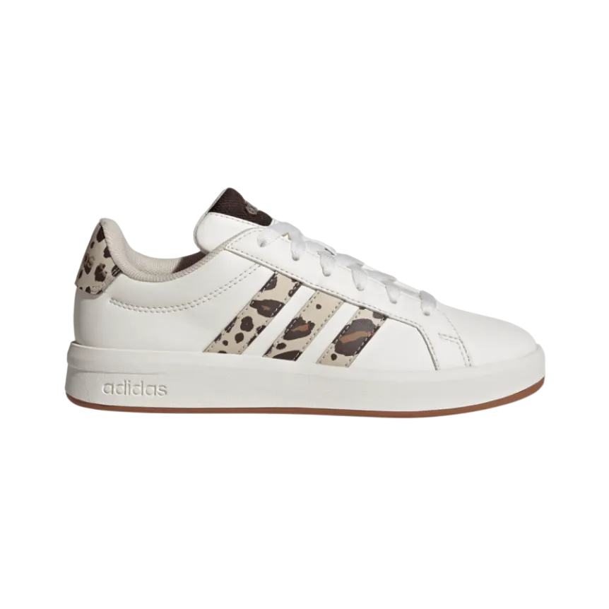 Adidas Junior Girls Shoe Grand Court 3.0 Core White/Crystal Linen/Aurora Coffee