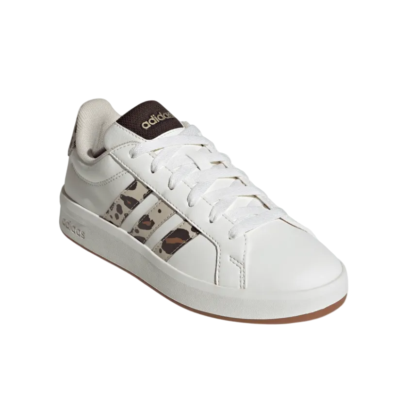 Adidas Junior Girls Shoe Grand Court 3.0 Core White/Crystal Linen/Aurora Coffee