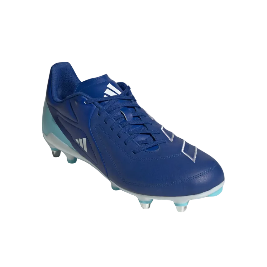 Adidas men's blue and white soft-ground rugby boot