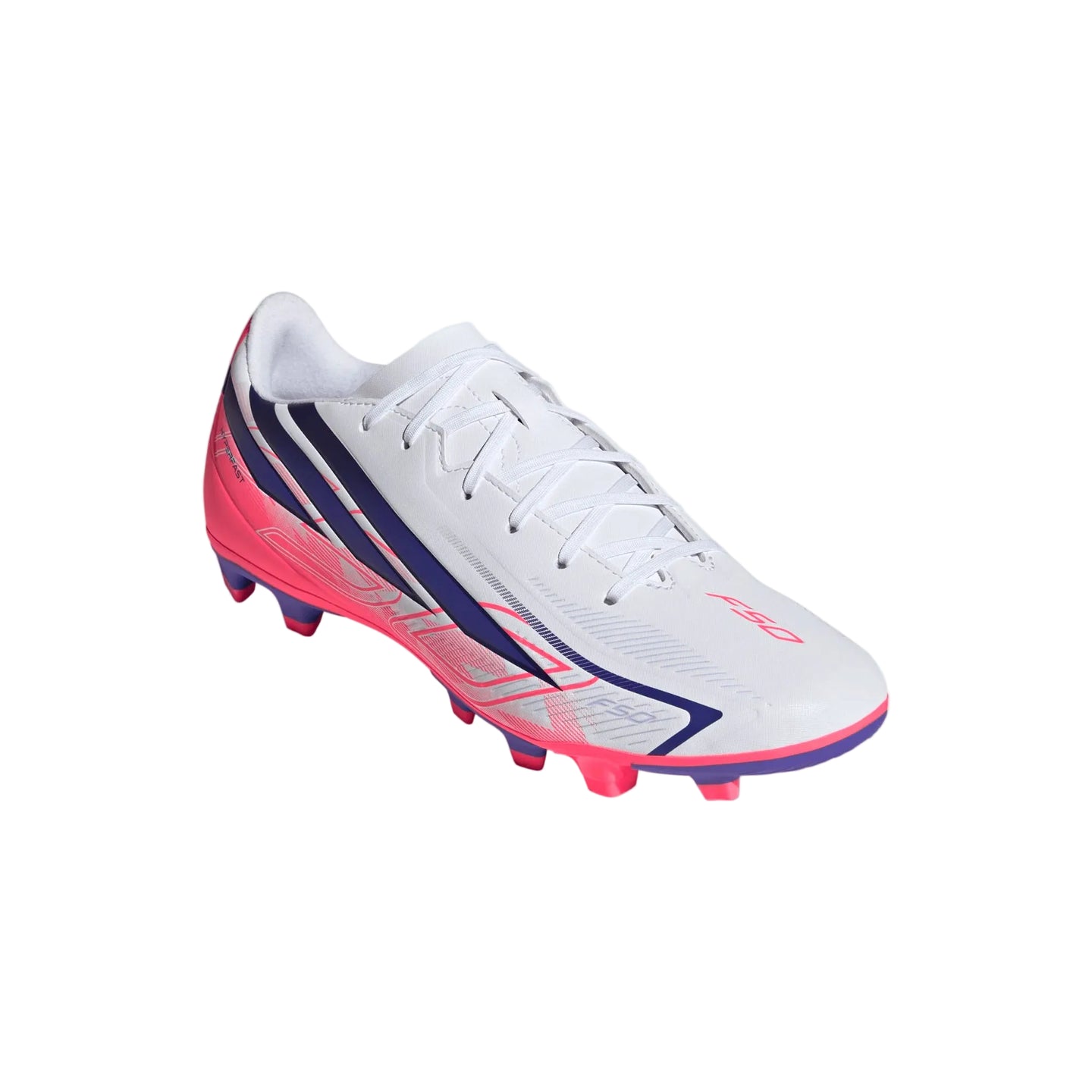 Adidas Adult Football Boot F50 Hyperfast Club FG/MG Cloud White/Solar Purple/Solar Turbo