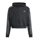 Adidas Girls Hoodie Animal 3 Stripes Full Zip Black/Multicolour/Grey Six