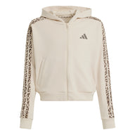 Adidas Girls Hoodie Animal 3 Stripes Full Zip Crystal Linen/Multicolour/Dark Brown
