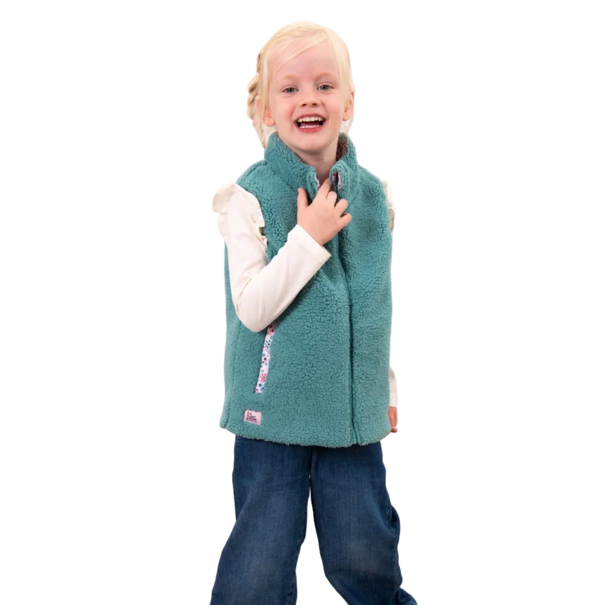 Lighthouse Girls Reversible Fleece Gilet Teal Floral