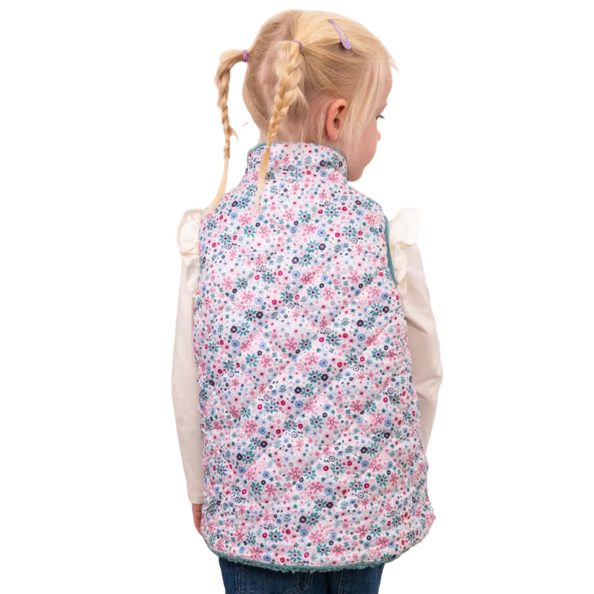 Lighthouse Girls Reversible Fleece Gilet Teal Floral