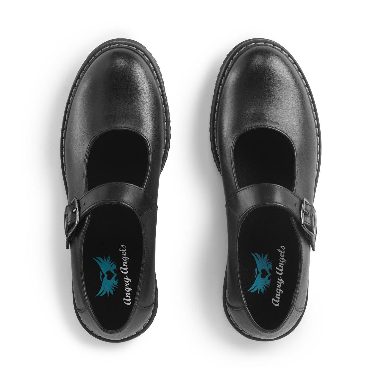 Angry Angels Girls School Shoe Embrace Black