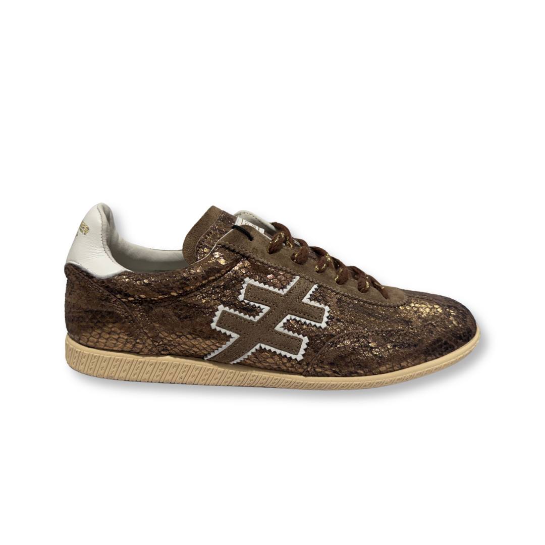Another Trend women's bronze metallic leather trainers