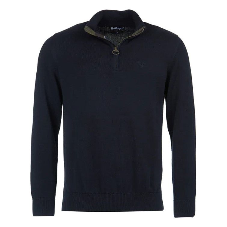 Barbour Mens Sweater Cotton Half Zip Navy
