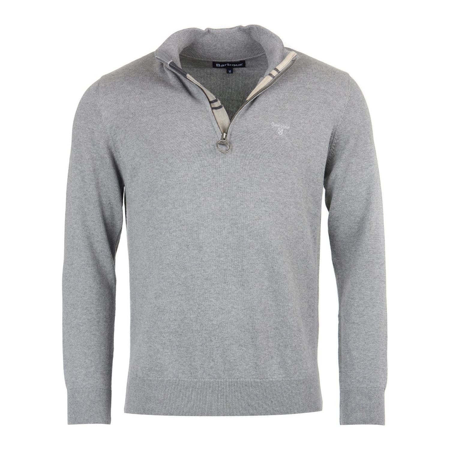 Barbour Mens Sweater Cotton Half Zip Grey