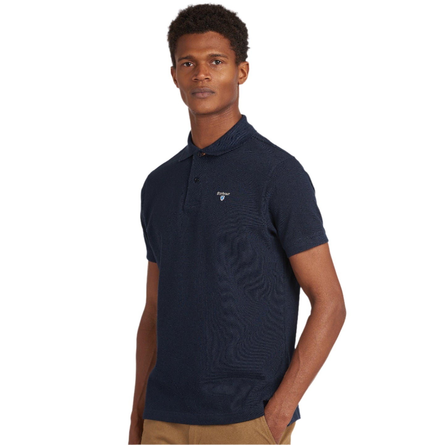 Barbour Mens Tartan Pique Polo Navy - Donaghys