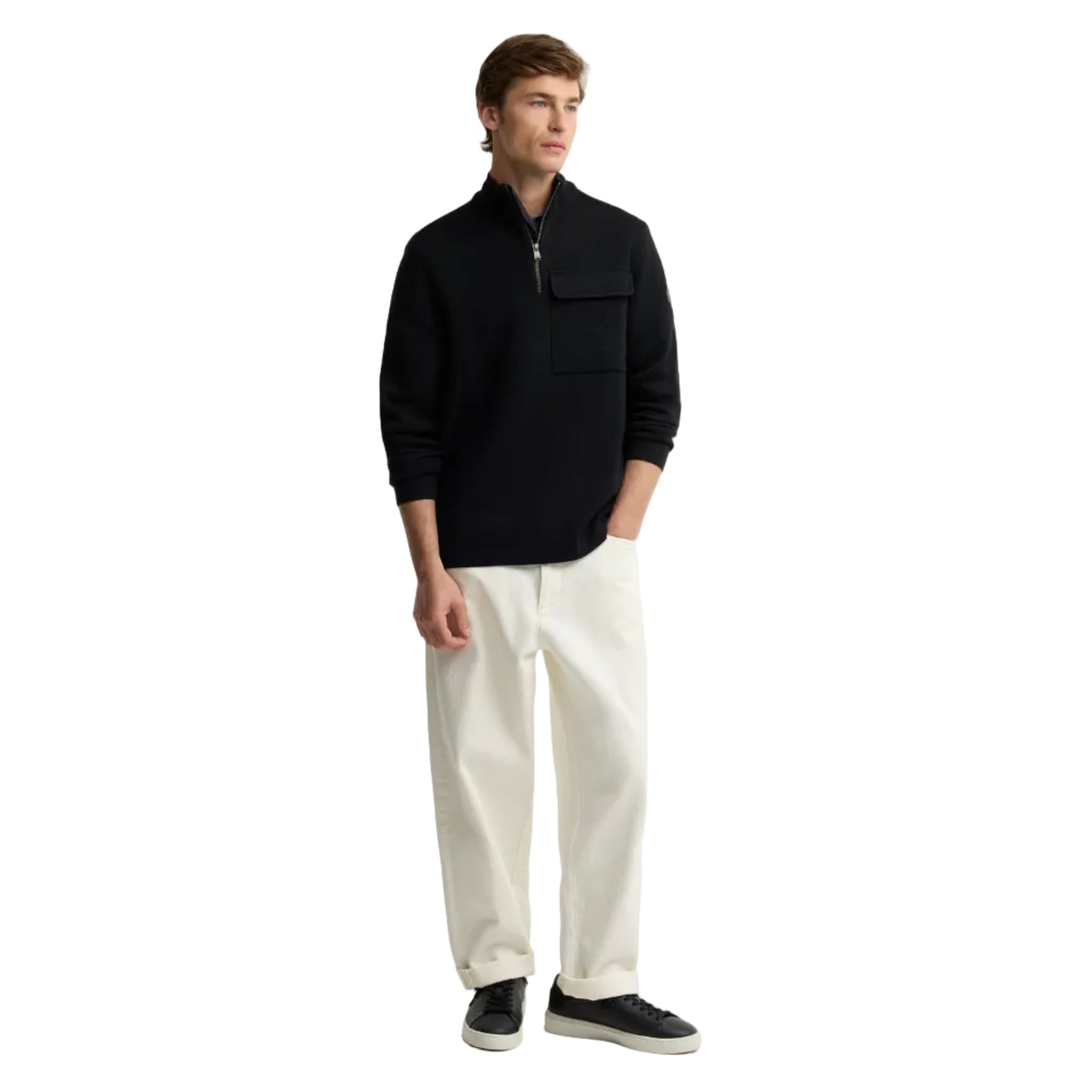Barbour International Mens Half Zip Cardigan Burley Black