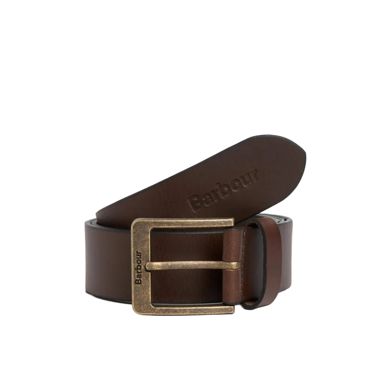 Barbour men's Ayre brown leather belt with antique-effect buckle