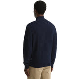 Barbour Mens Half Zip Herringbone Knitted Navy