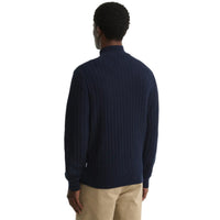 Barbour Mens Half Zip Herringbone Knitted Navy
