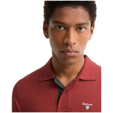 Barbour Mens Polo Shirt Tartan Pique Tailored Russet