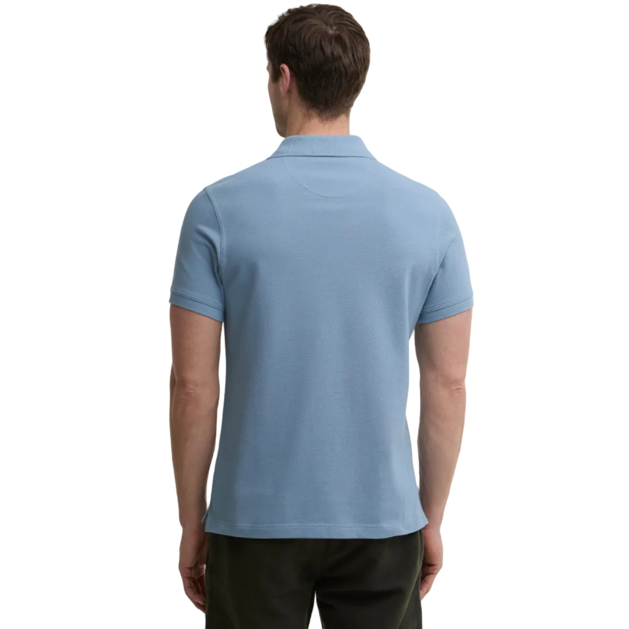 Barbour Mens Polo Shirt Tartan Pique Tailored Tarn Blue