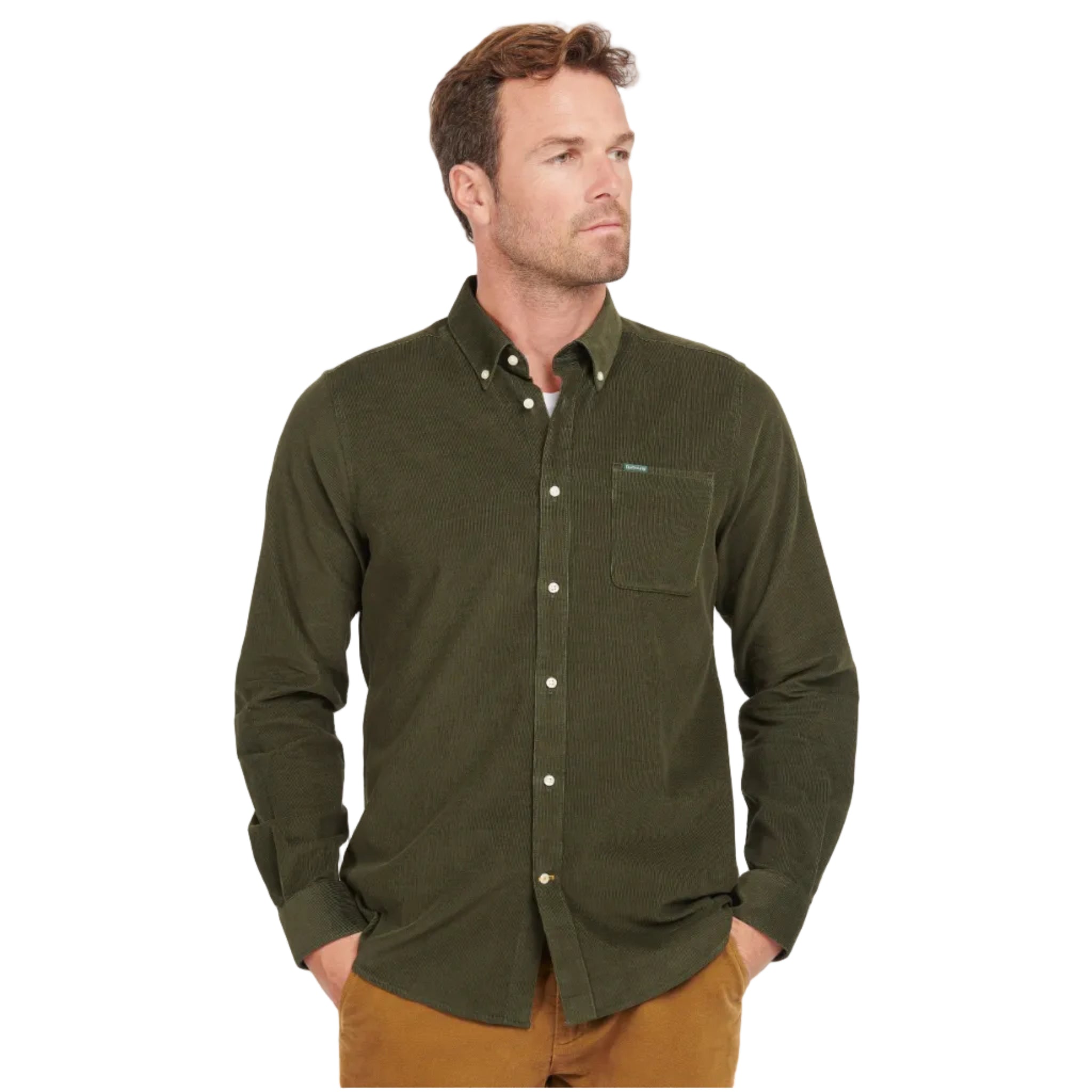 Barbour Mens Shirt Ramsey Tailored Cord Forest