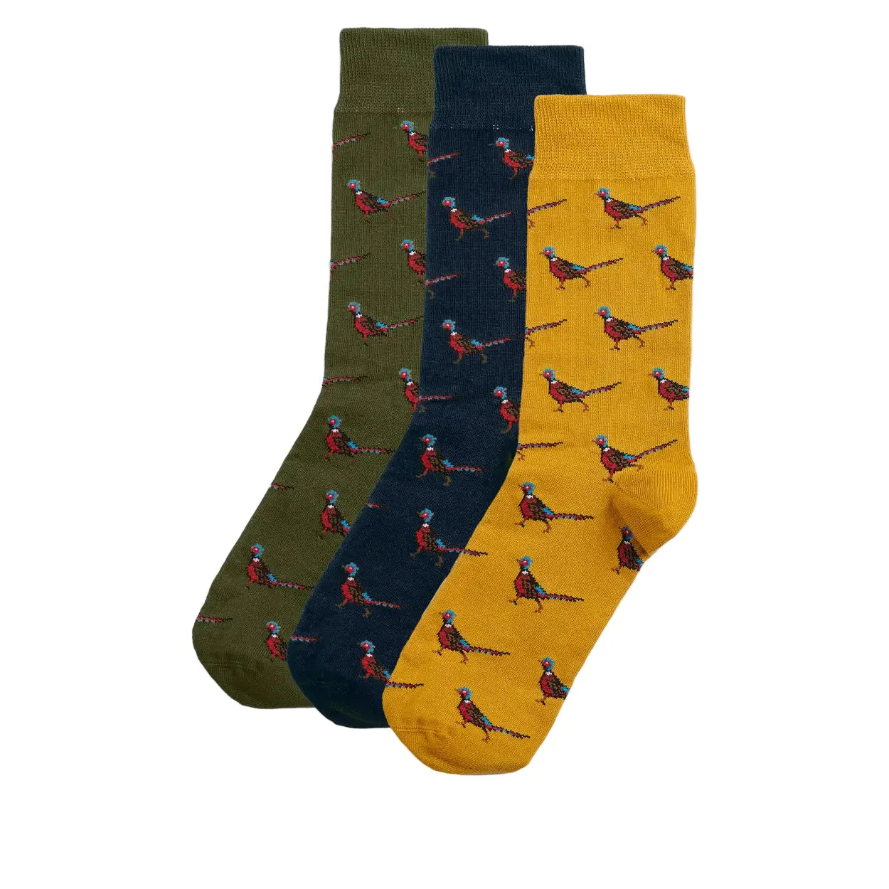 Barbour men's pheasant-motif socks gift set, three-pack