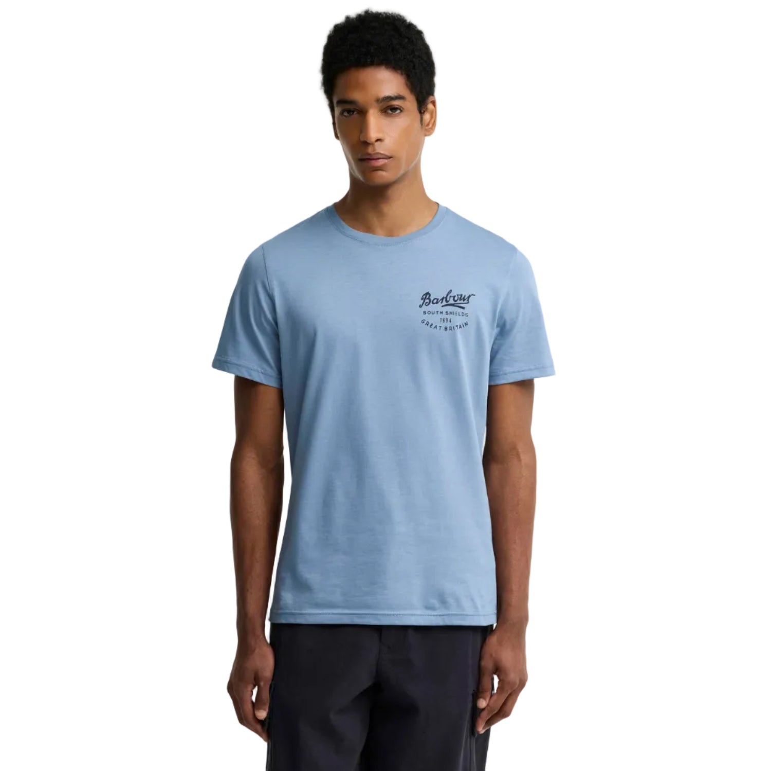 Barbour Mens T-Shirt Script Graphic Tarn Blue