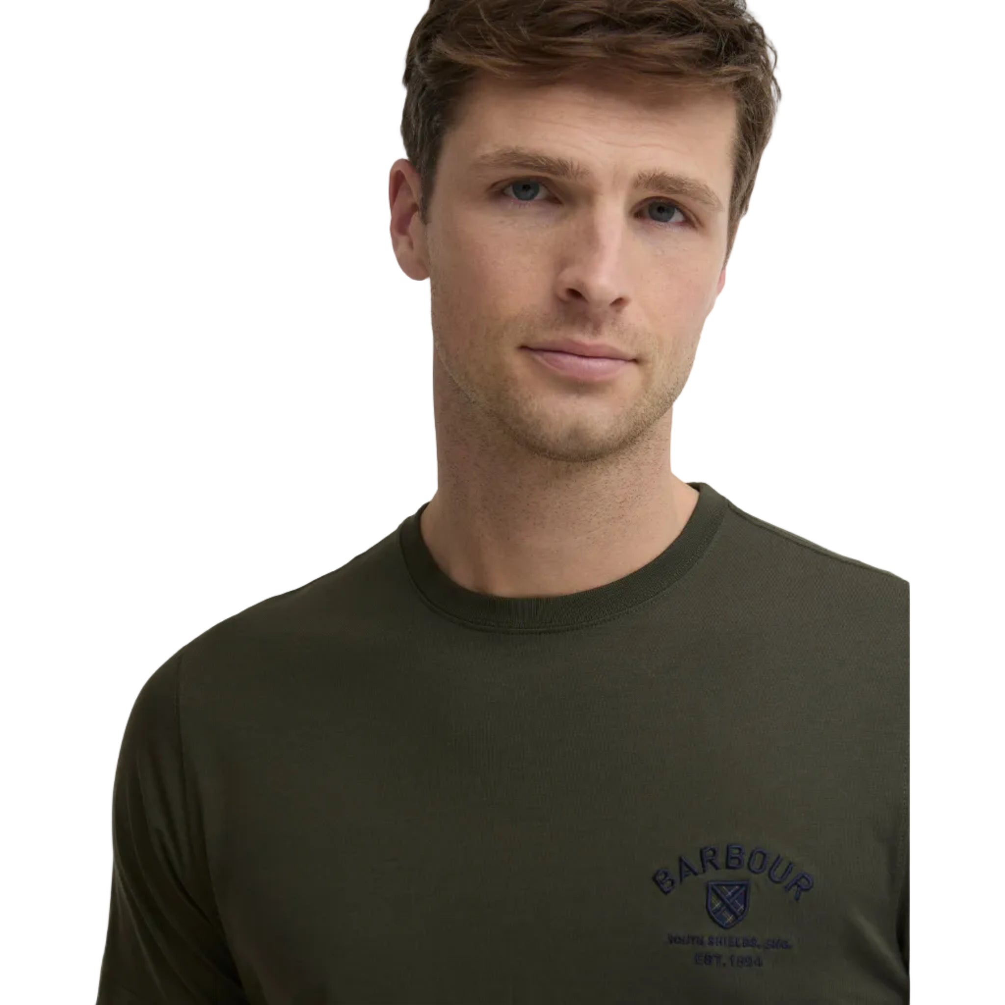 Barbour Mens T-Shirt Tartan Crest Racing Green