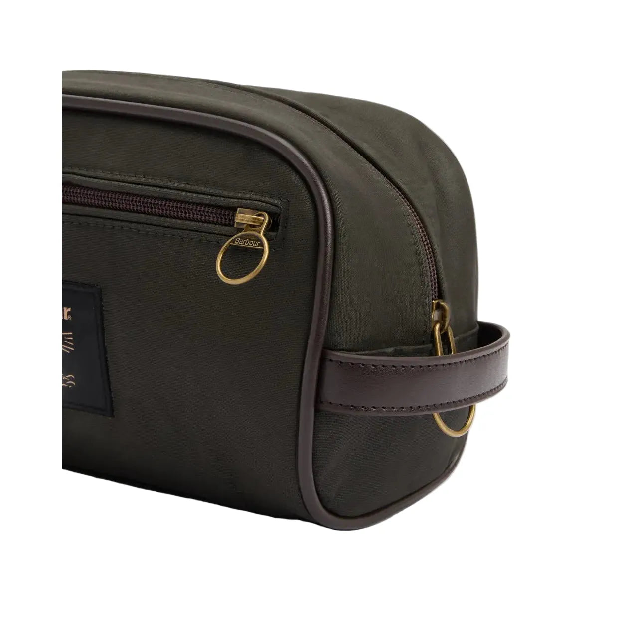 Barbour men's olive waxed cotton washbag
