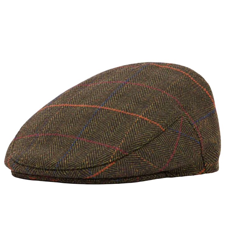 Barbour Wilkin Flat Cap Olive Herringbone