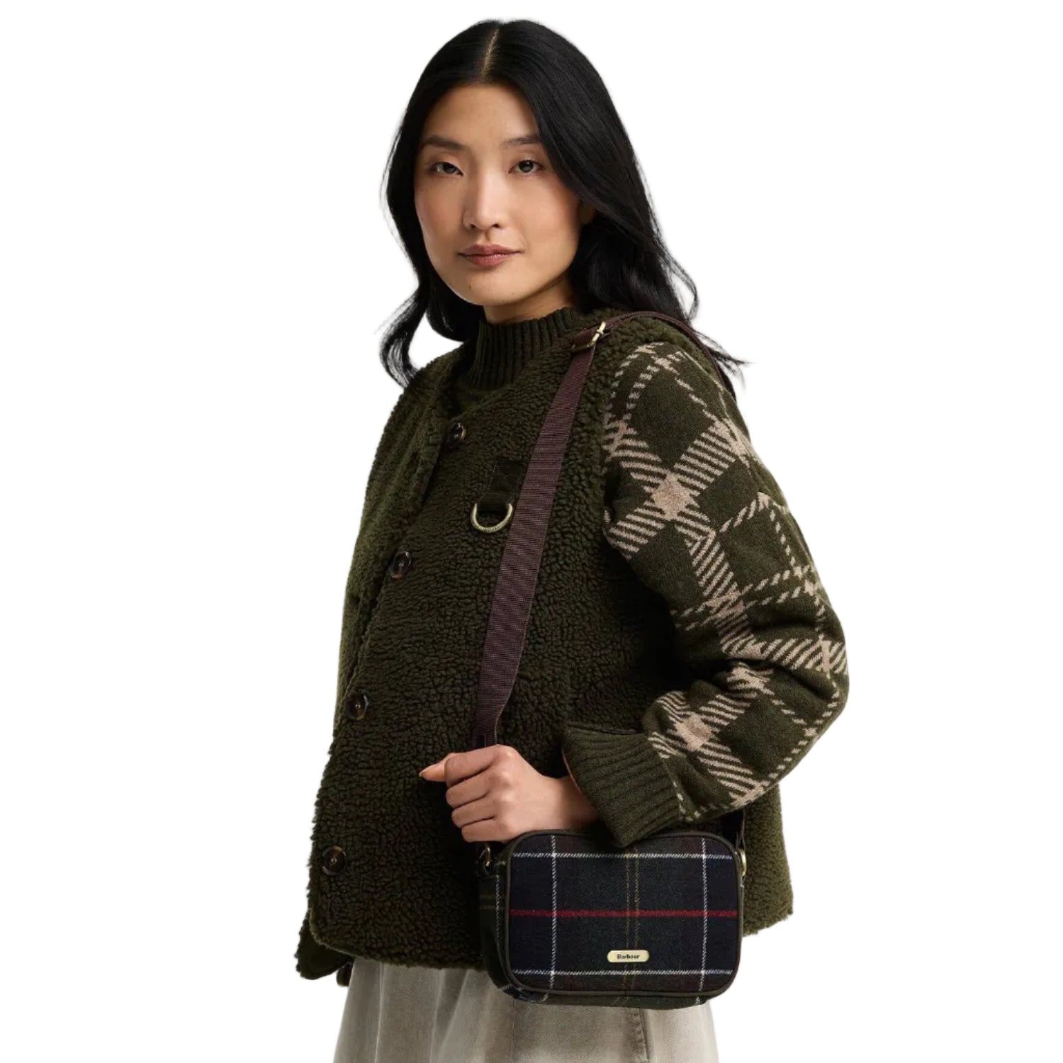 Barbour Womens Cross Body Bag Contin Tartan Mini Classic Tartan