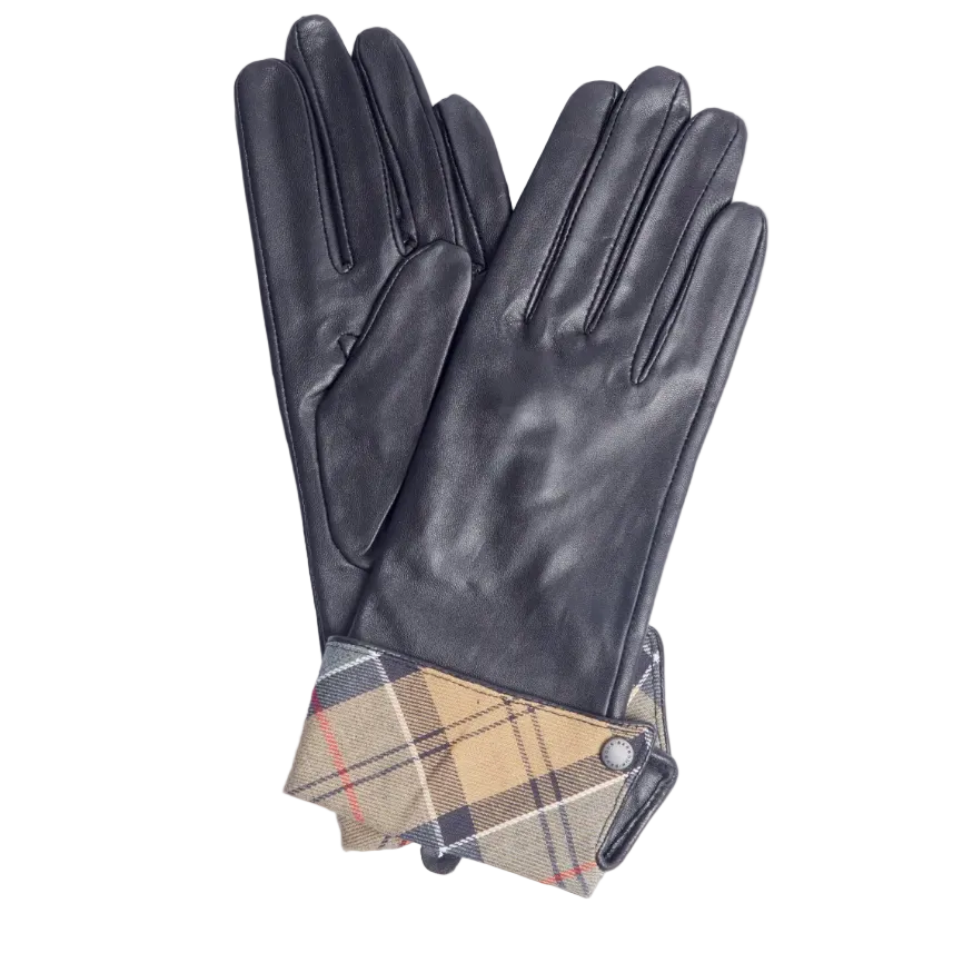 Barbour women's black leather gloves