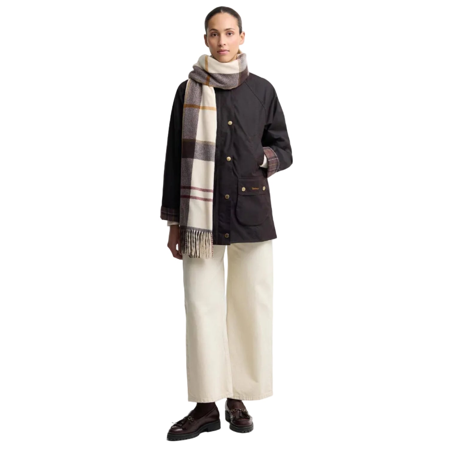 Barbour Womens Scarf Harriet Tartan Light Muted Tartan