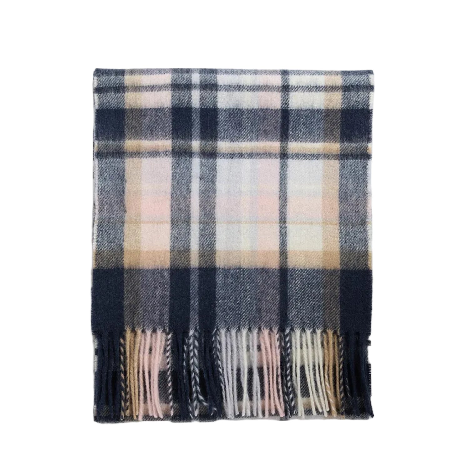 Barbour Womens Scarf Vintage Plaid Blush Pink/Navy
