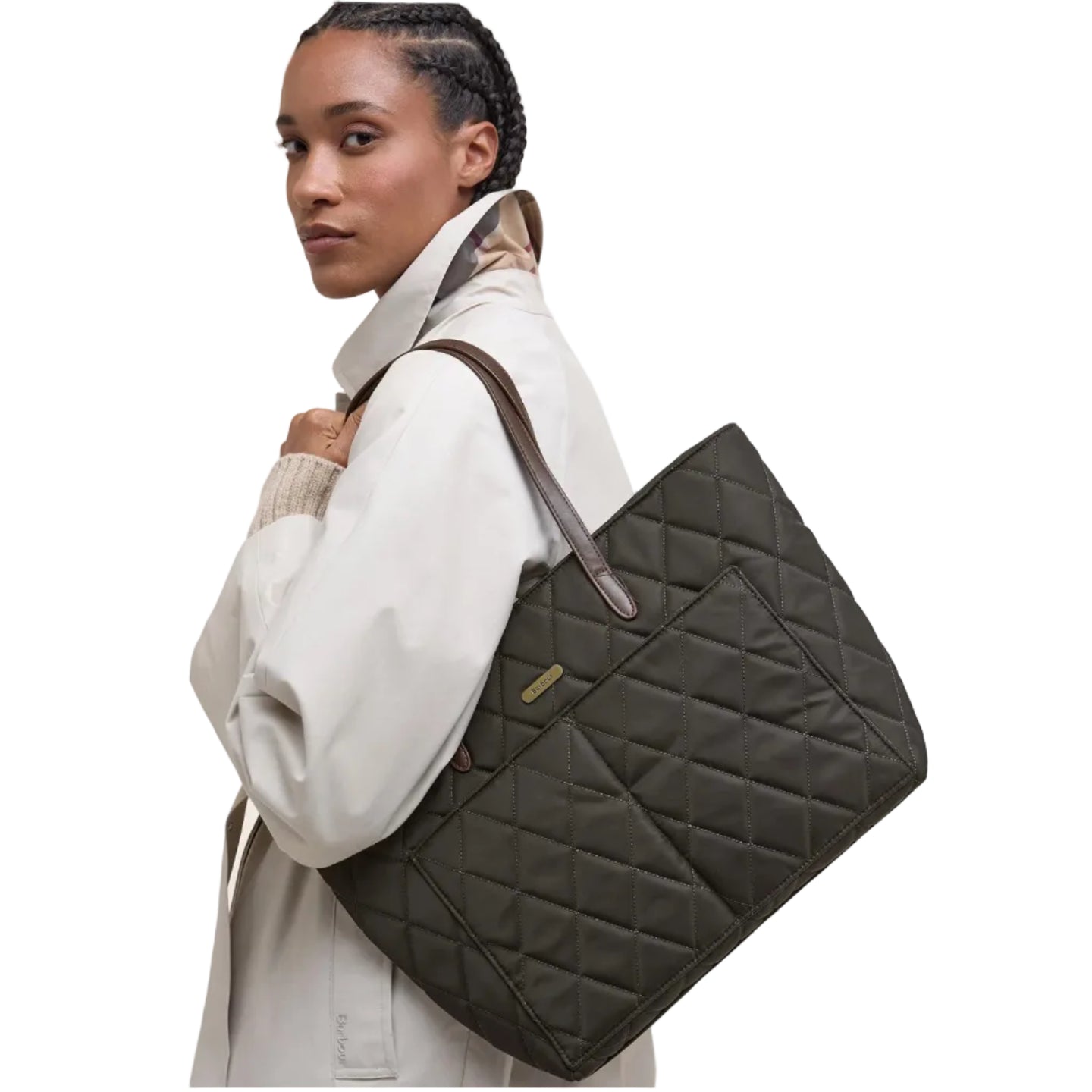 Barbour Womens Tote Bag Quilted Olive