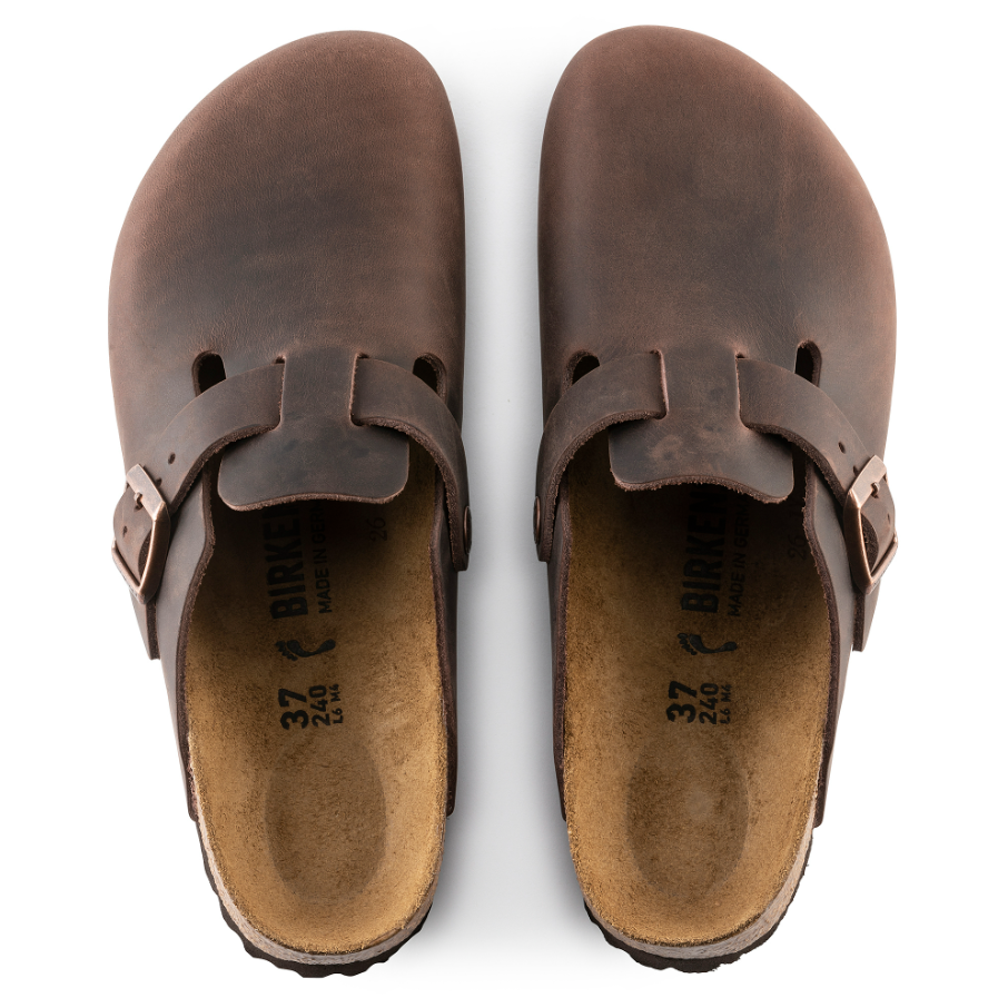 Birkenstock Boston men's habana oiled nubuck leather clog with buckle strap