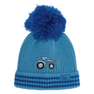 Lighthouse Boys Bobble Hat Blue Tractor