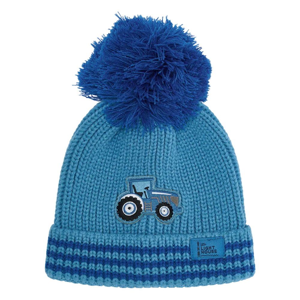 Lighthouse Boys Bobble Hat Blue Tractor
