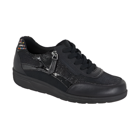Boulevard women's black leather lace-up shoe