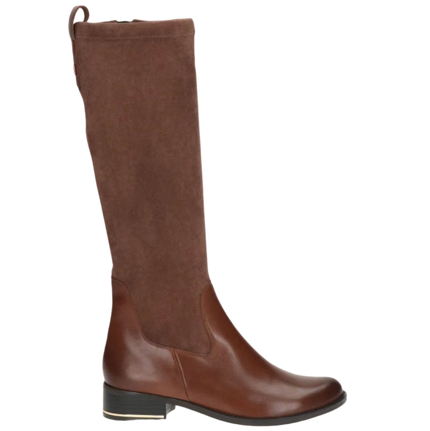 Caprice women's cognac leather boot with zip