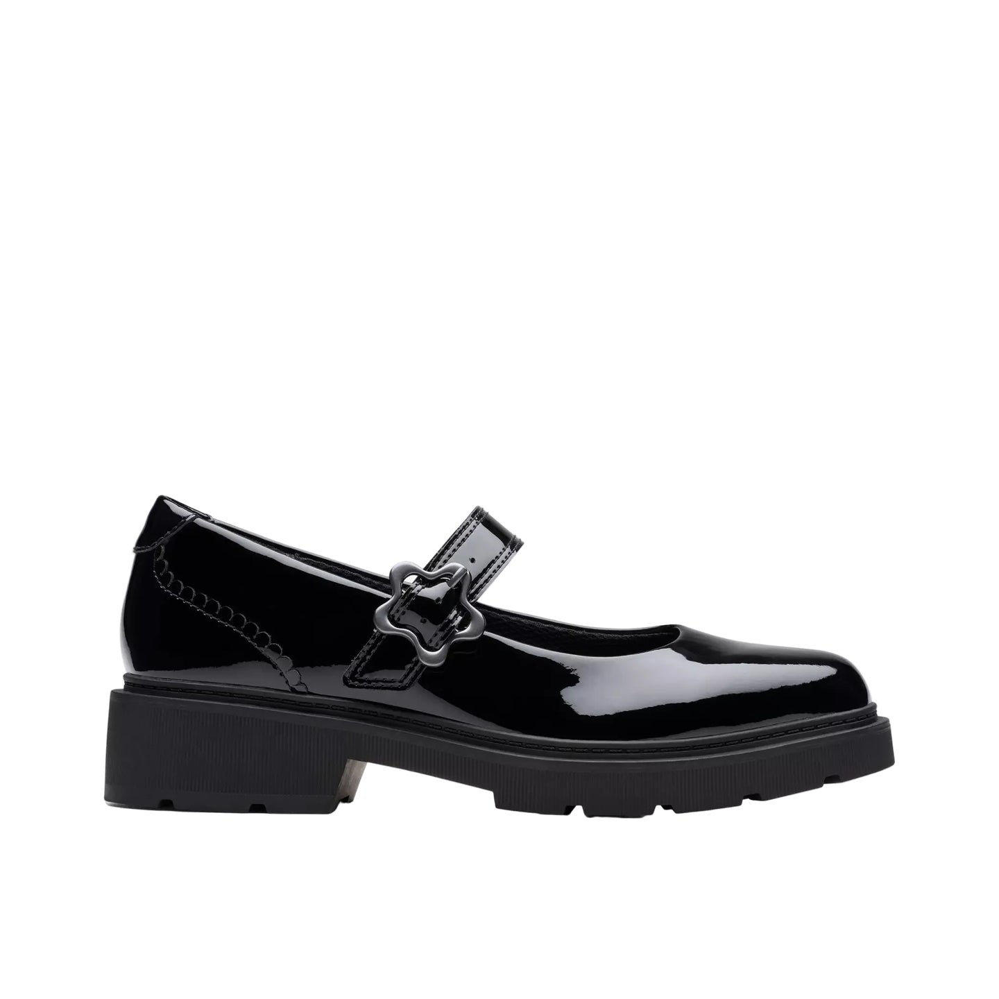 Clarks Girls School Shoe Eris Jane Y Black Patent