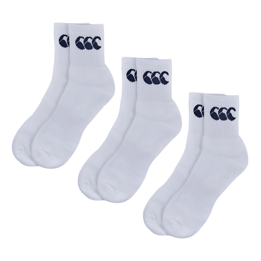 Canterbury Unisex Crew Socks 3 Pack White/Navy - Donaghys