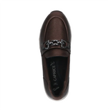 Caprice women's metallic dark brown loafers with chain detail