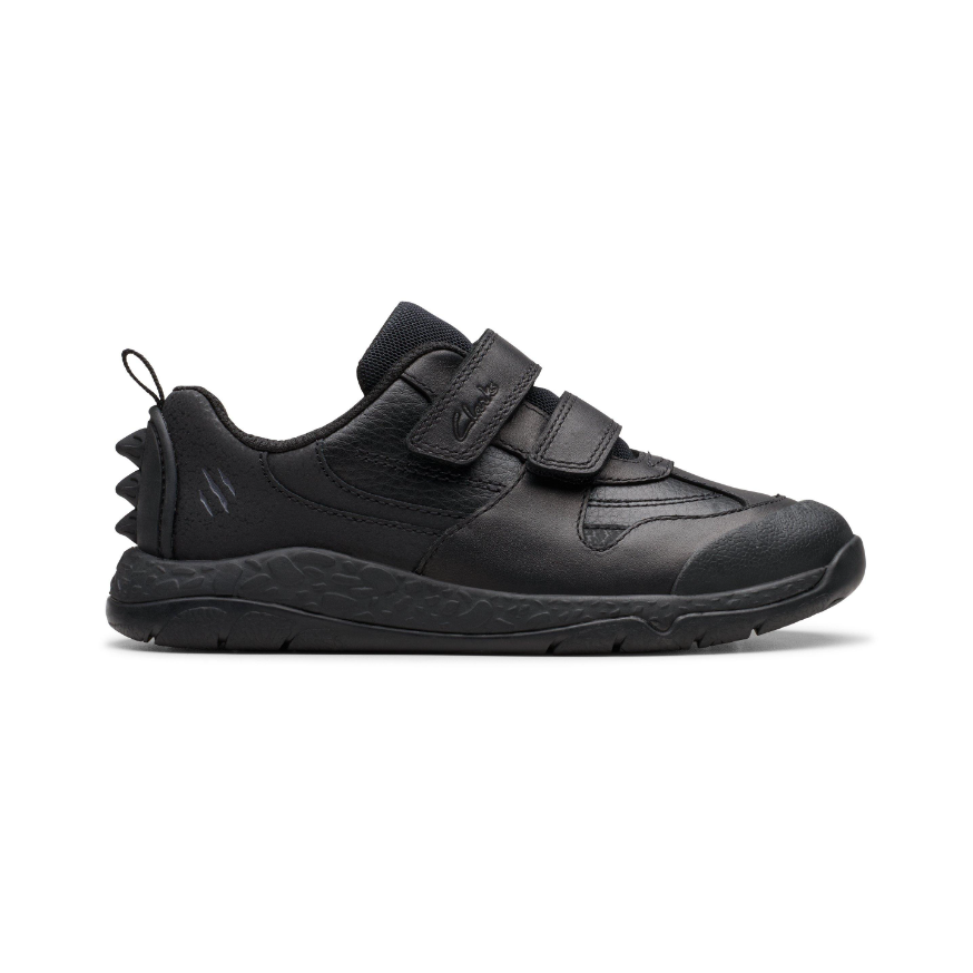 Clarks Boys School Shoe Steggy Pace K Black Leather
