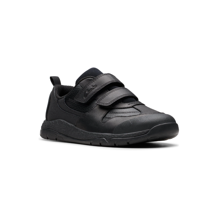 Clarks Boys School Shoe Steggy Pace K Black Leather