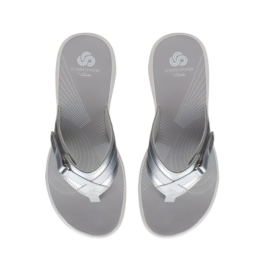 Clarks Womens Sandal Brinkley Sea Silver Synthetic