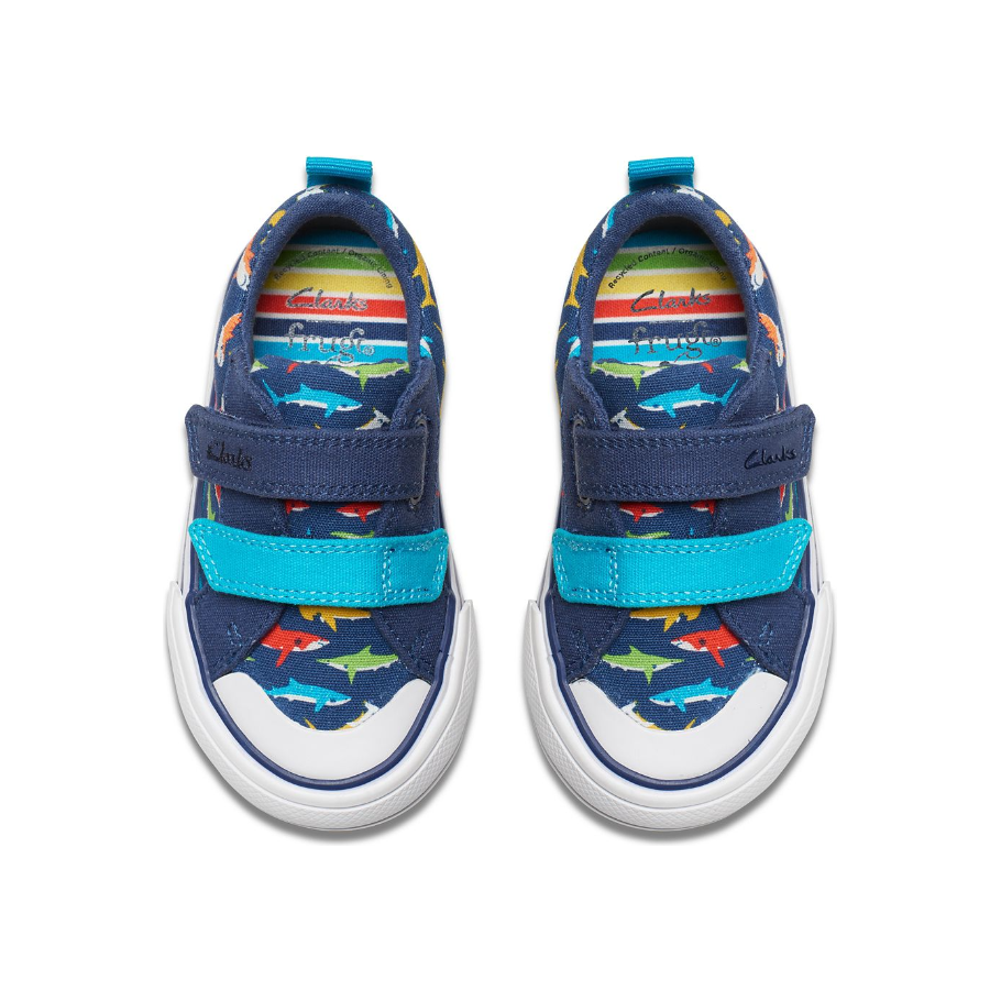 Clarks Boys Shoe Foxing Ocean T Navy Print
