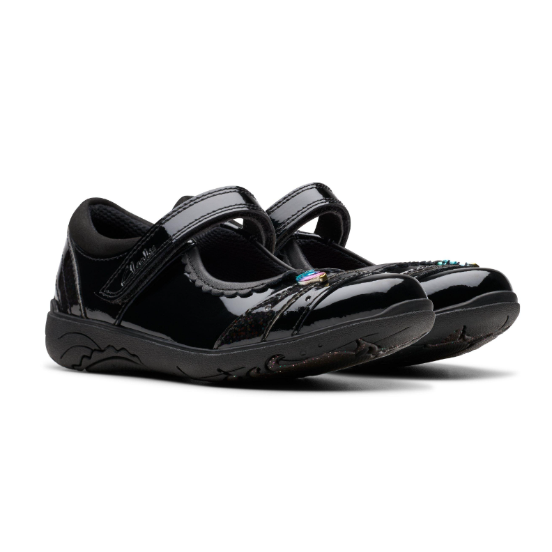 Clarks Girls Shoe Relda Spark K. Black Patent