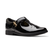 Clarks Girls Shoe Lock Shine K. Black Patent
