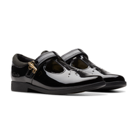 Clarks Girls Shoe Lock Shine K. Black Patent