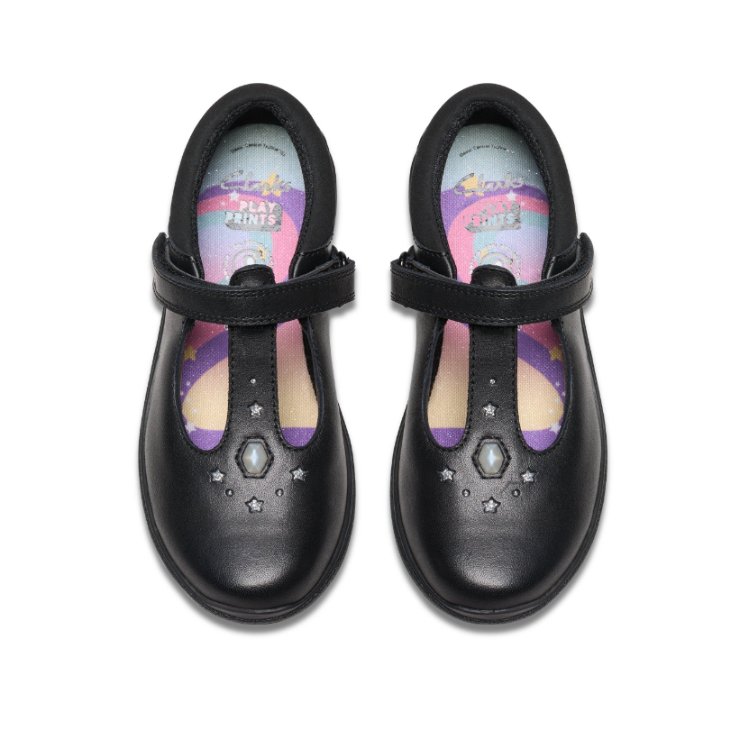 Clarks Girls Shoe Relda Gem K. Black Leather