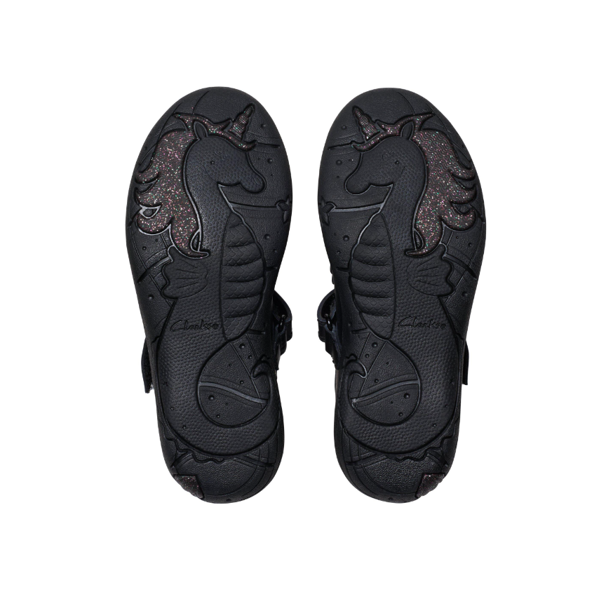 Clarks Girls Shoe Relda Gem K. Black Leather