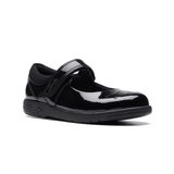 Clarks Girls Shoe Jazzy Jig K Black Patent - Donaghys