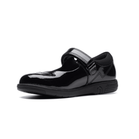 Clarks Girls Shoe Jazzy Jig K Black Patent - Donaghys